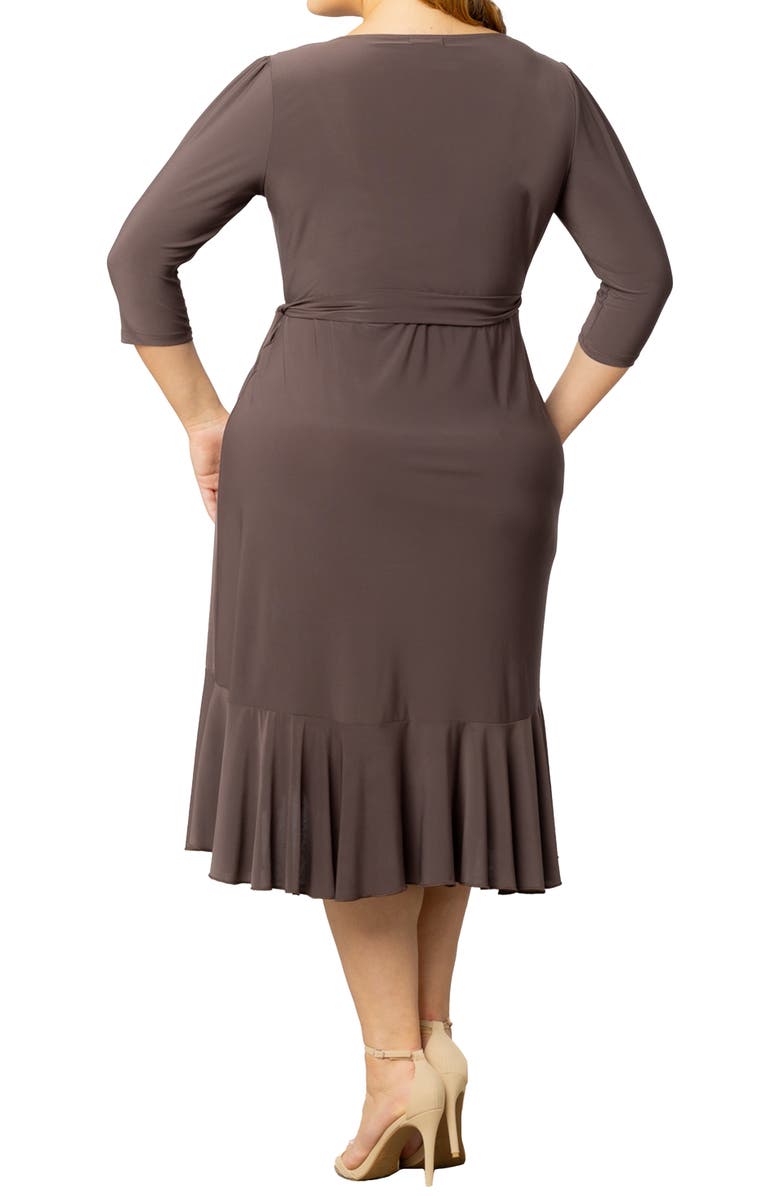 Kiyonna Whimsy Wrap Dress, Alternate, color, Java