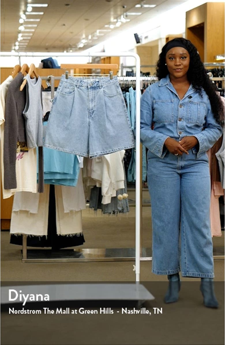 High Waist Wide Leg Denim Shorts, sales video thumbnail