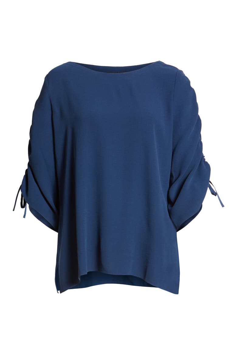 Ballet Neck Silk Top, Alternate, color, BLUE BONNET