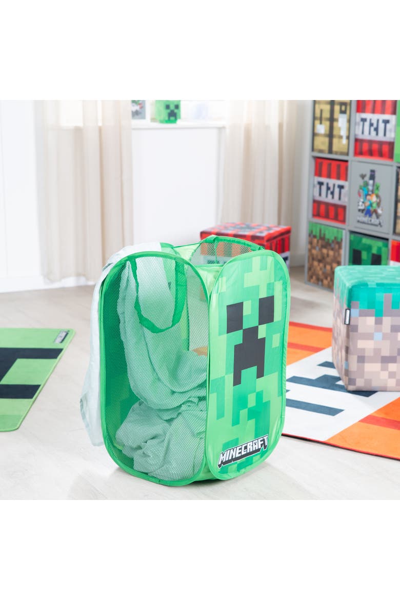 Creeper Laundry Basket Green Pixel Cube, Alternate, color, Multicolored