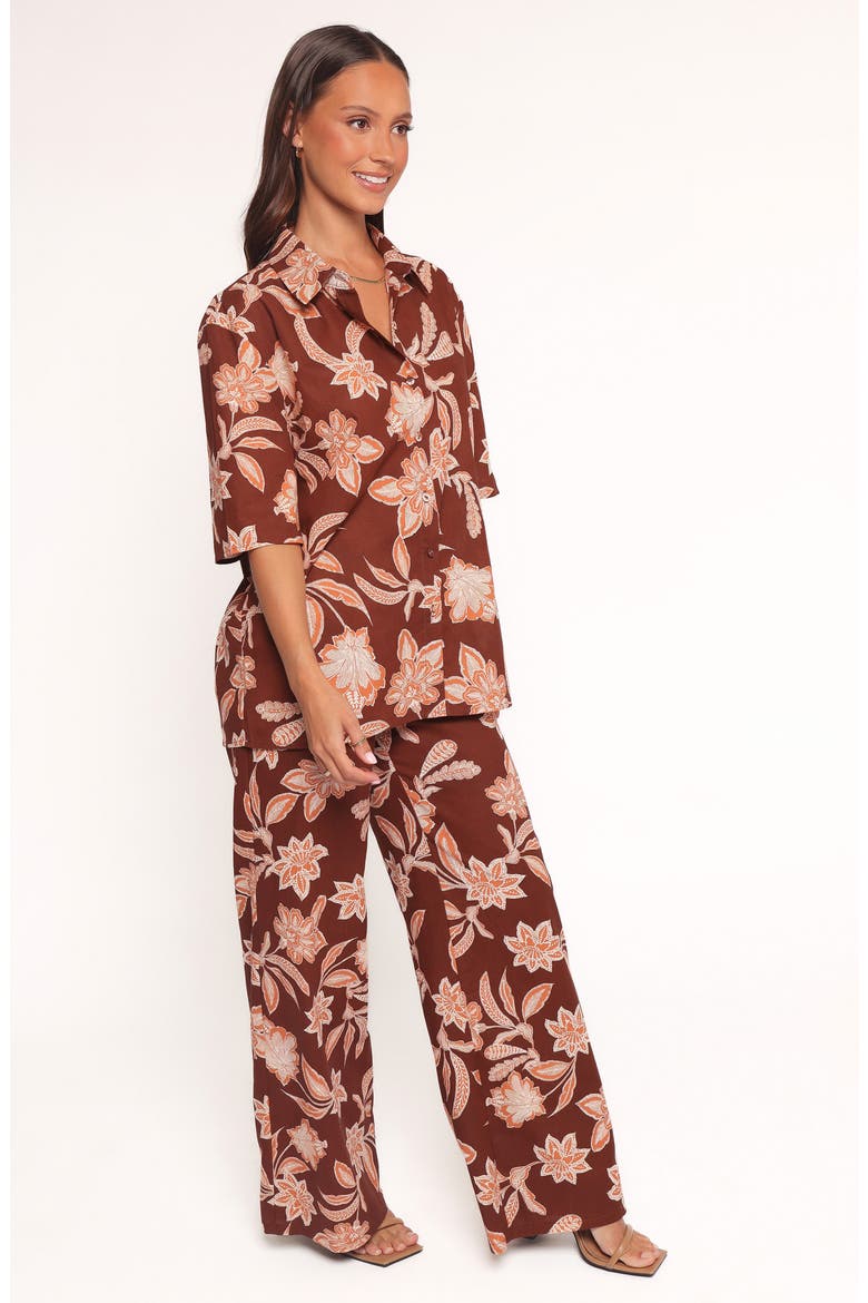 Samira Floral Cotton Blend Button-Up Shirt, Alternate, color, ORANGE FLORAL
