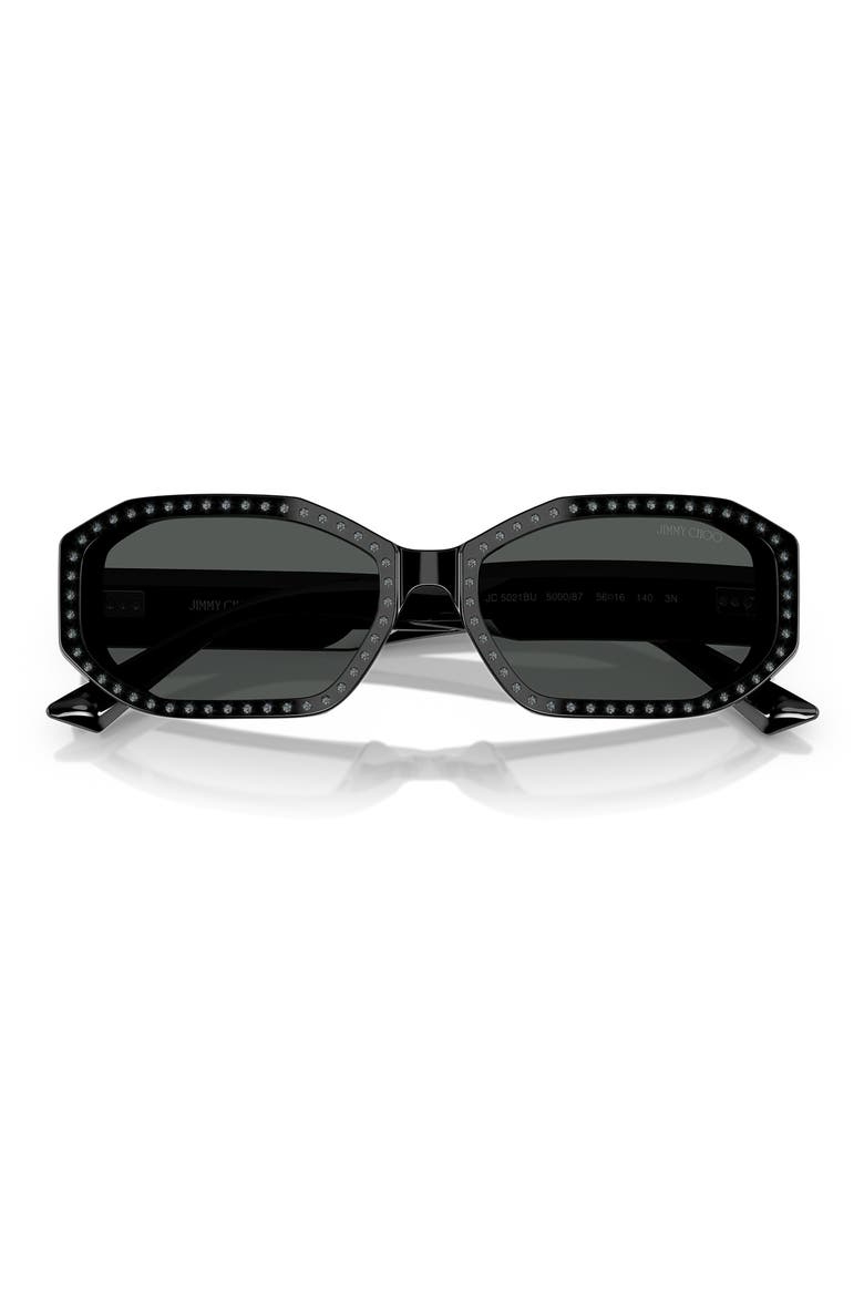 56mm Oval Sunglasses, Alternate, color, BLACK SILVER