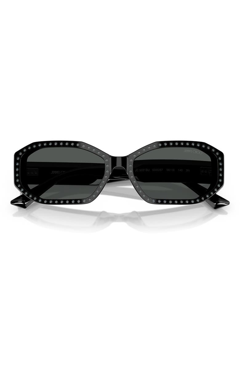 Jimmy Choo 56mm Oval Sunglasses, Alternate, color, Black Silver