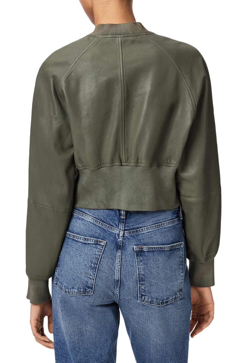 AllSaints Suri Leather Bomber Jacket, Alternate, color, Caledon Green