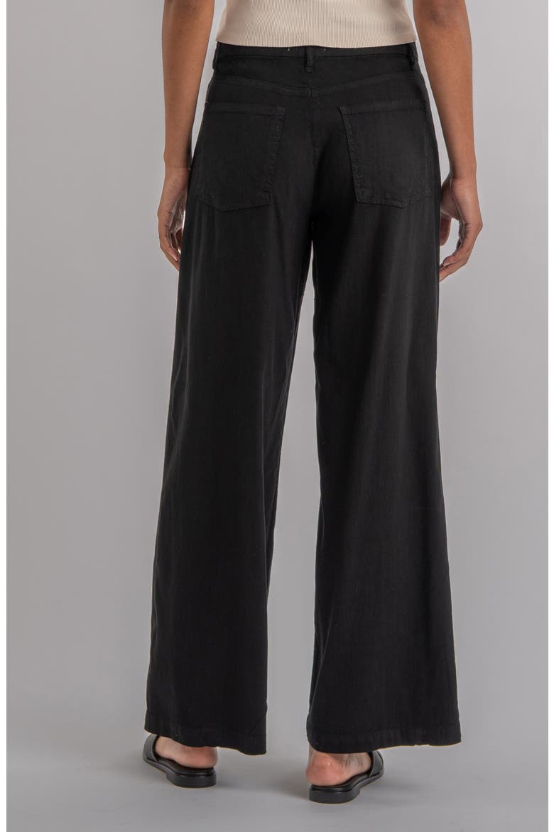 Meg High Waist Linen Blend Wide Leg Pants, Alternate, color, BLACK