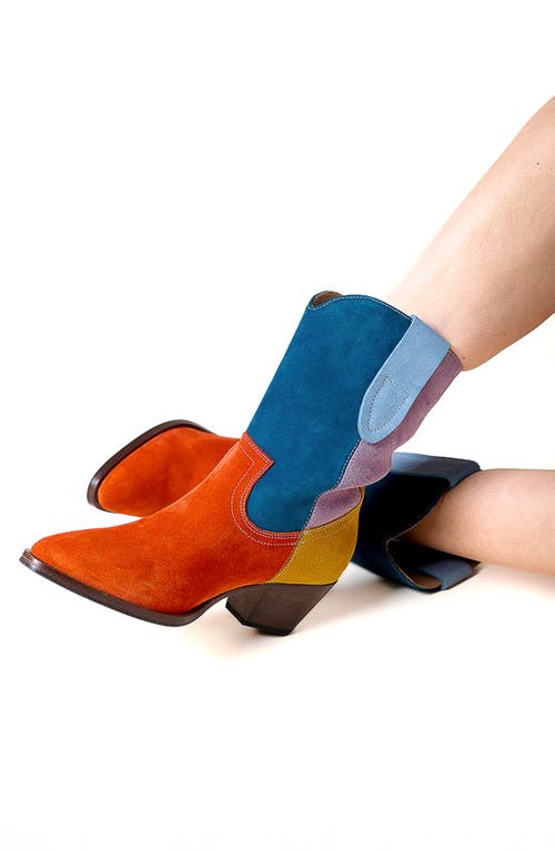 Charlotte Stone Roberta Multicolor Western Boot In Blue