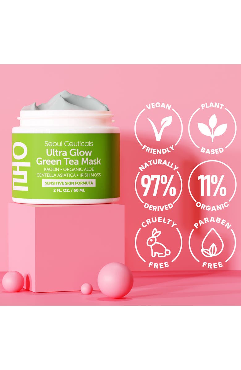 Seoul Ceuticals Ultra Glow Korean Skincare Green Tea Mask, Alternate, color, Clear