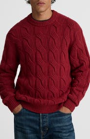 Madewell Crewneck Cable Knit Wool Blend Sweater