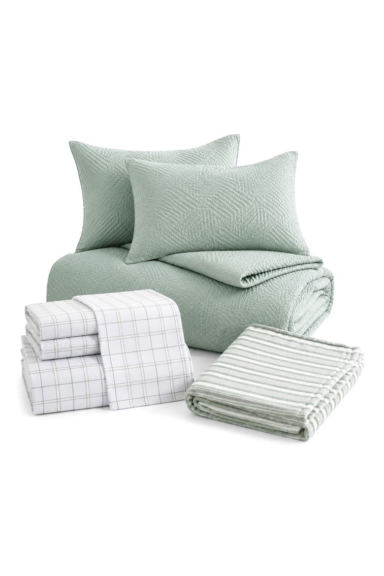Broken Lines Embossed Reversible Comforter Set, Main, color, SEAFOAM