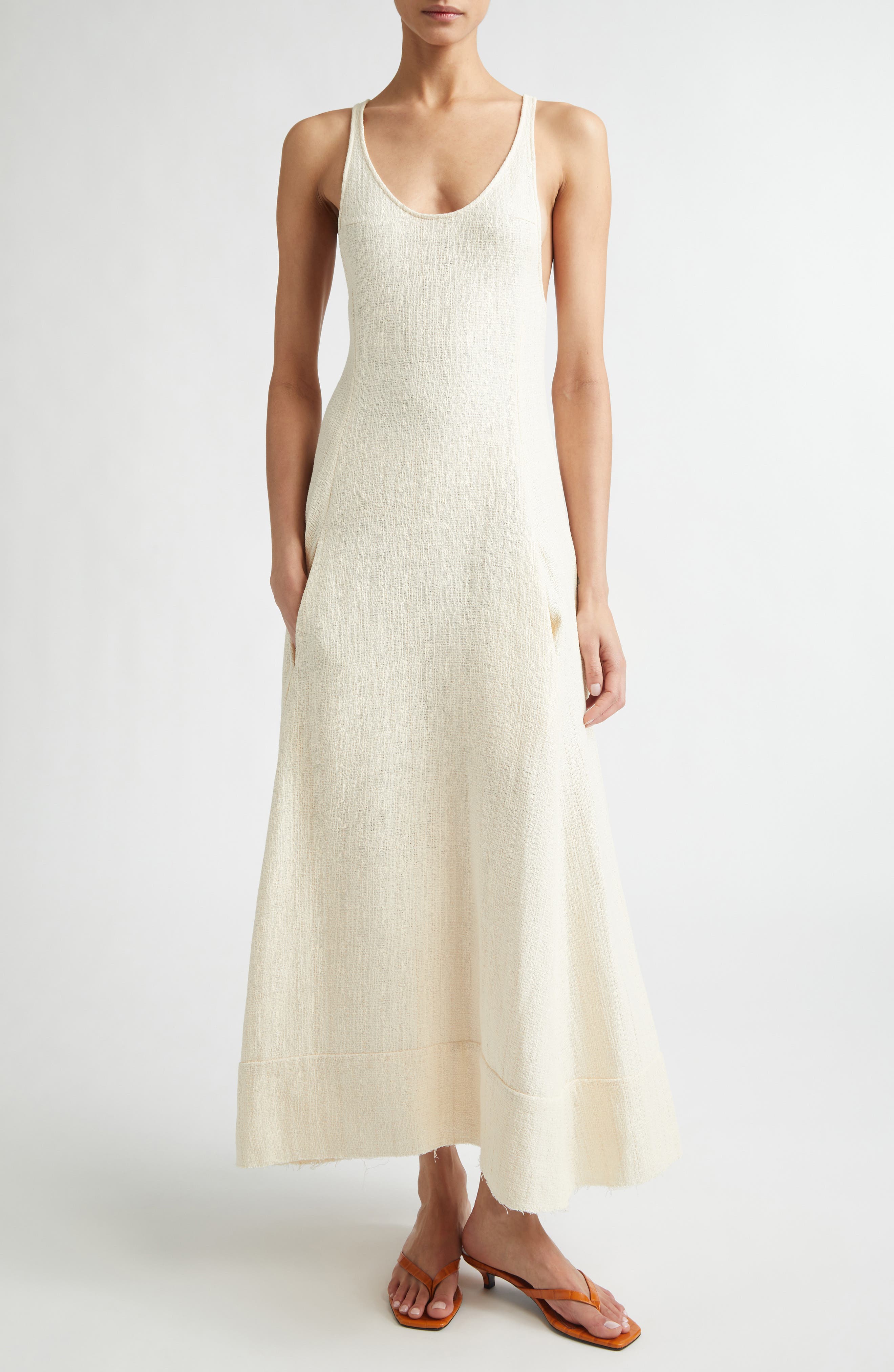Sculpted Cotton Sable Dress