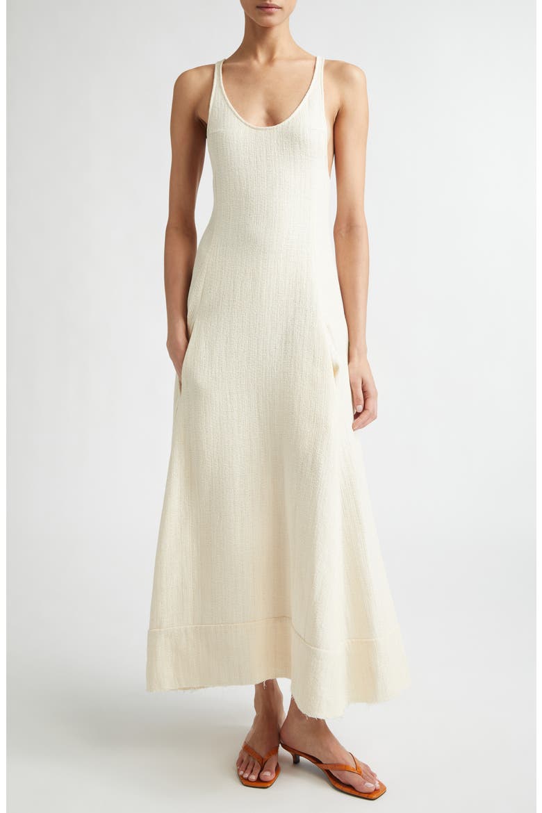 Sculpted Cotton Sablé Dress, Main, color, ECRU