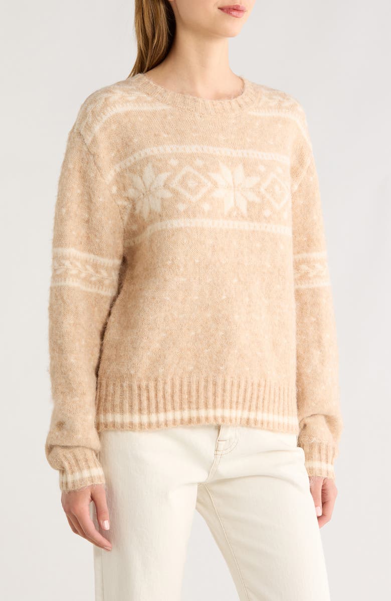 All in Favor Fair Isle Crewneck Sweater, Alternate, color, Beige Ivory