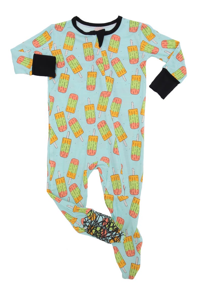 Ice Pops Fitted One-Piece Footed Pajamas, Main, color, TURQUOISE