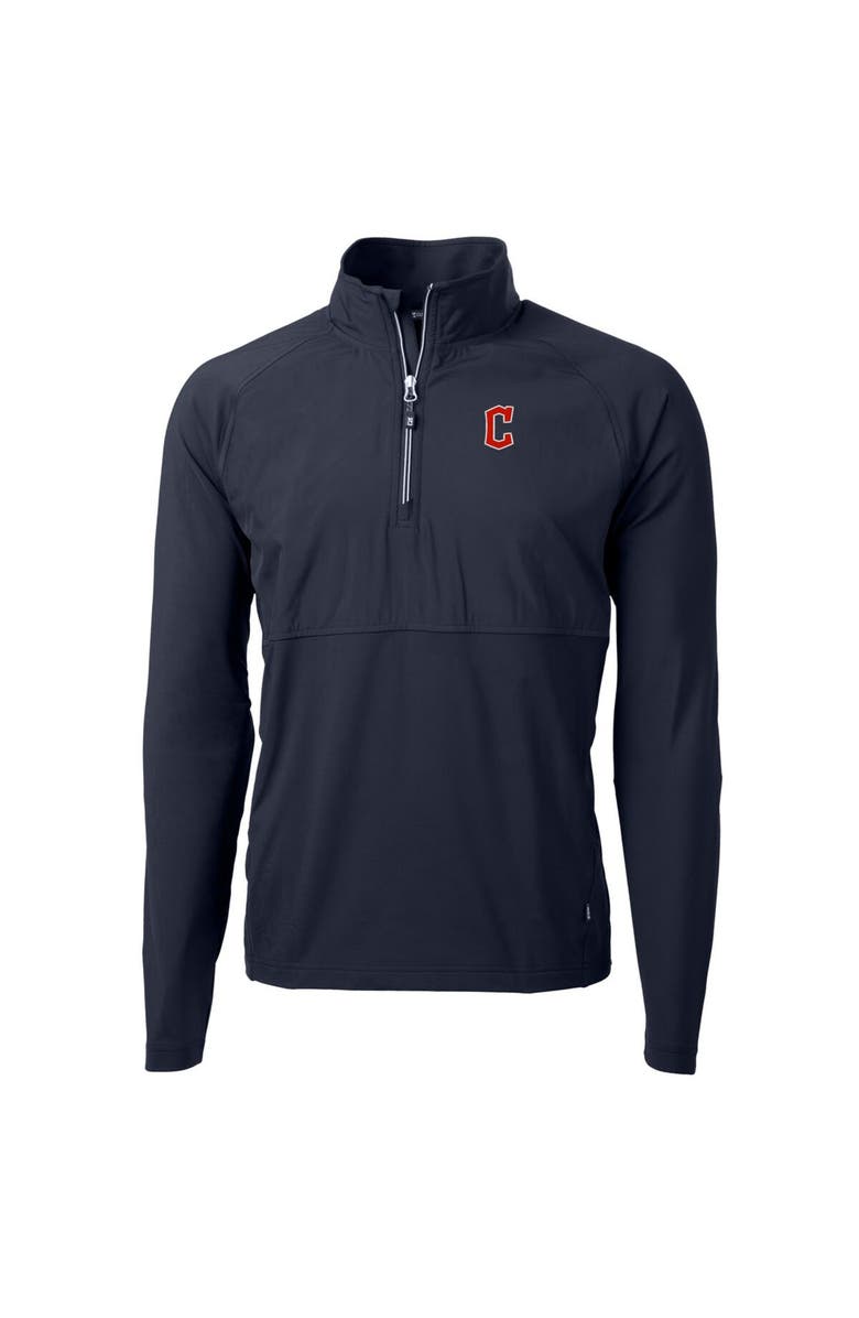 Cutter & Buck Men's Cutter & Buck Navy Cleveland Guardians Adapt Eco Knit Hybrid Recycled Quarter-Zip Pullover Jacket, Main, color, Navy