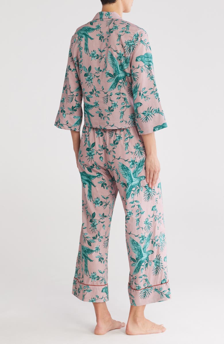 Desmond & Dempsey Print Boxy Wide Leg Cotton Pajamas, Alternate, color, Pink/Green