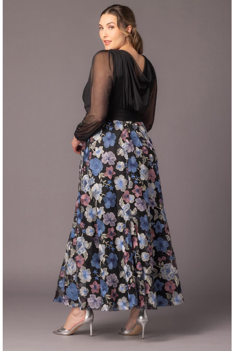 Isabella Embroidered Long Sleeve Gown, Alternate, color, FLORAL FROLIC