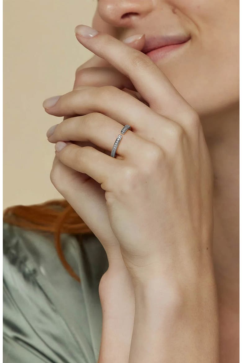 14k Gold Plated Lisa Ring Dainty Crystal Band Trendy, Alternate, color, Silver