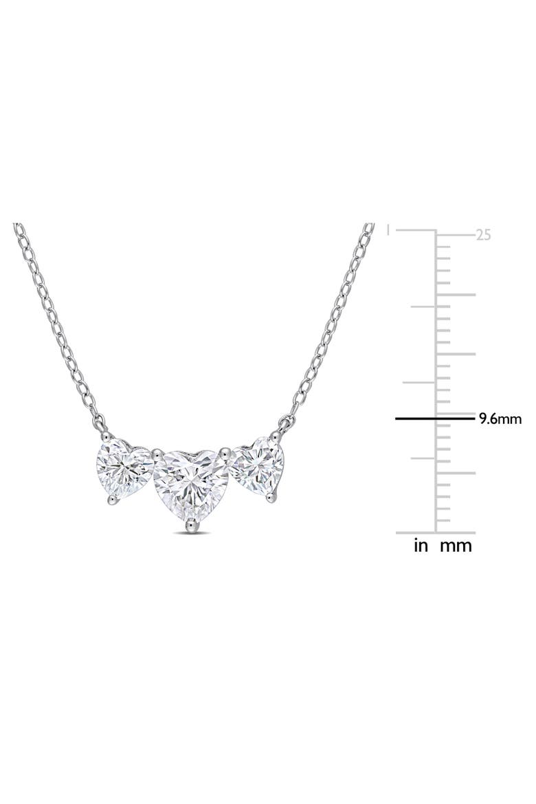 Moissanite Triple-Heart Necklace, Alternate, color, Sterling Silver