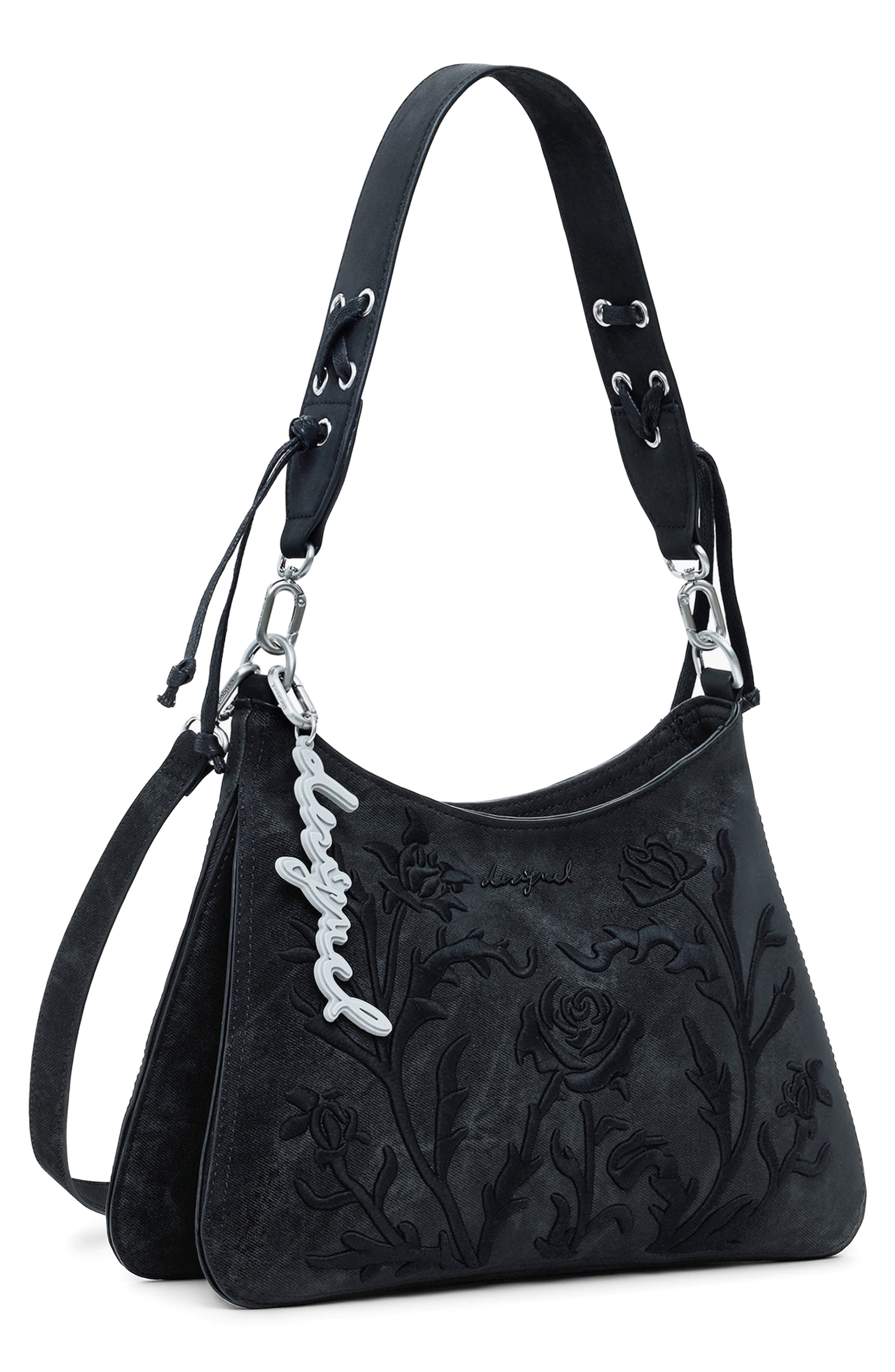 Desigual Faux Leather Shoulder Bag, Alternate, color, Black