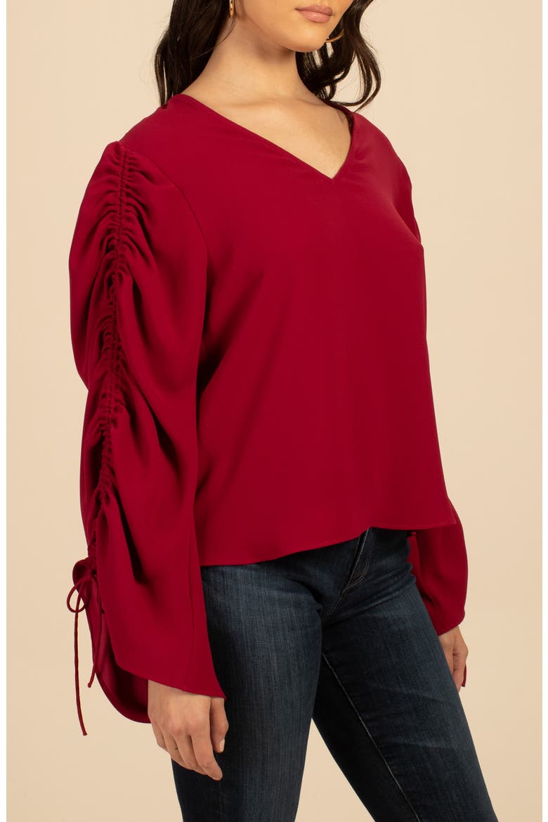 Veda Ruched Tie Sleeve Top, Alternate, color, SUMAC