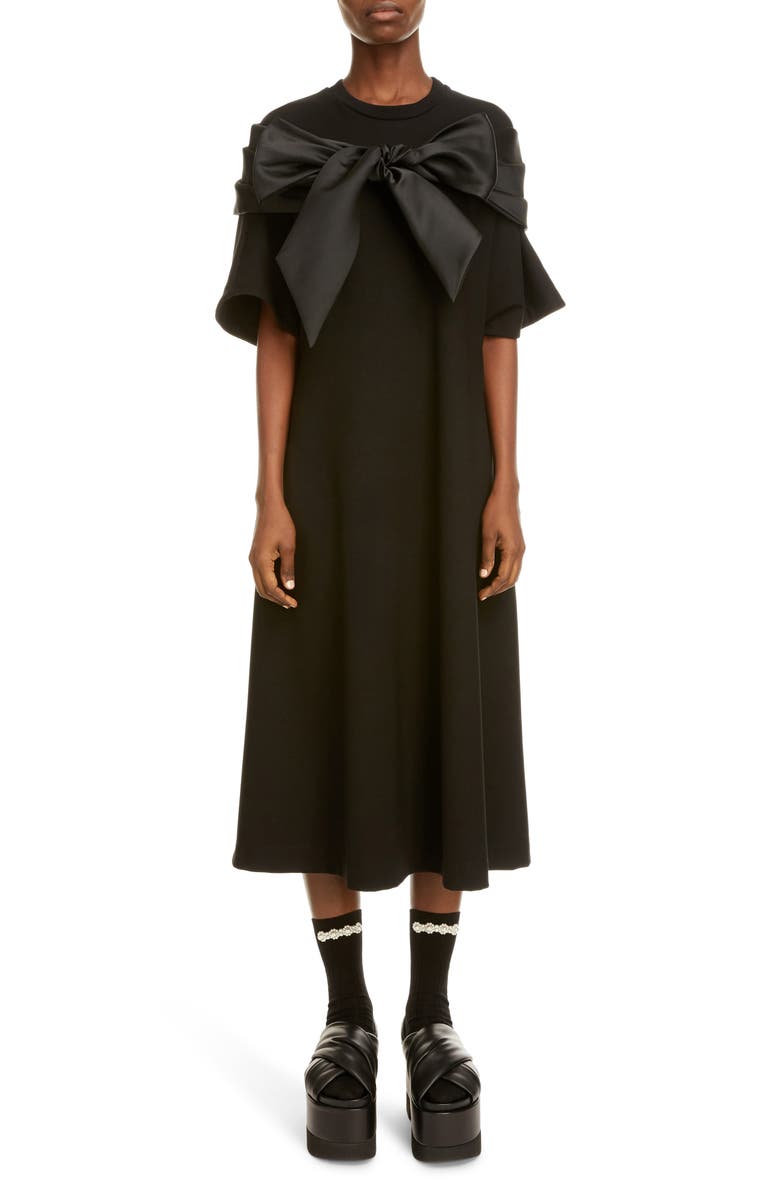 Simone Rocha Bow Detail Midi T-Shirt Dress, Main, color,