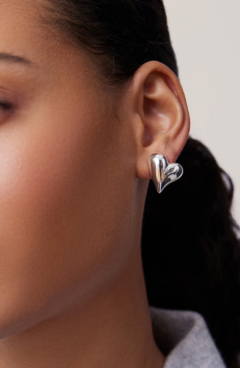 JENNY BIRD Art Heart Button Stud Earrings, Alternate, color, High Polish Silver