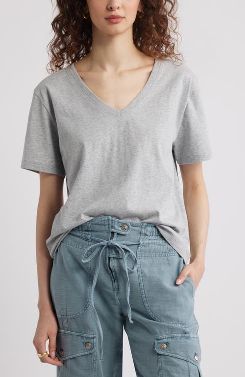 Treasure & Bond Oversize V-neck Cotton T-shirt In Grey Heather