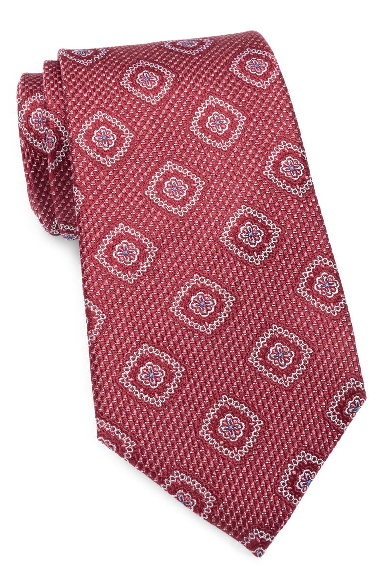 Duchamp Medallion Jacquard Silk Tie, Main, color, Burgundy