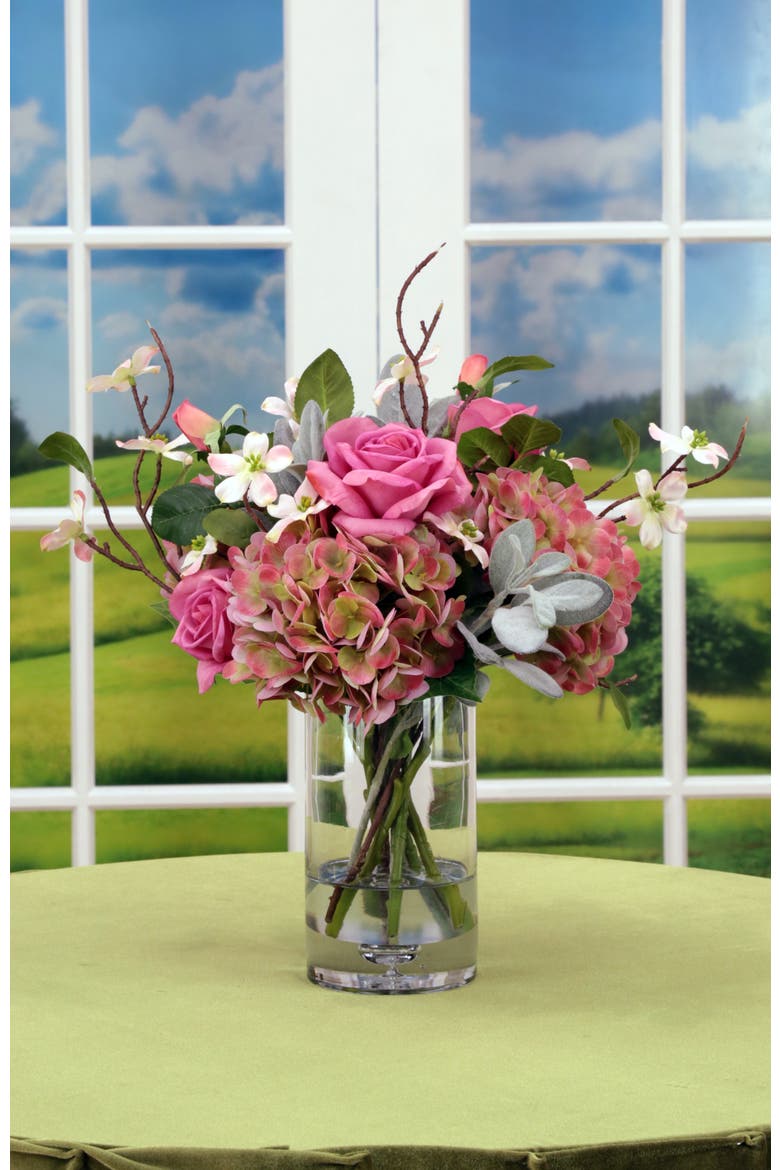 Rose Hydrangea Bouquet, Alternate, color, Light Hot Pink