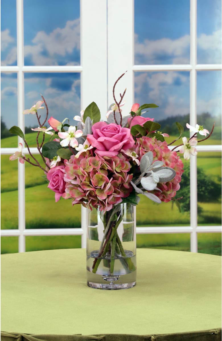 Mark Roberts Rose Hydrangea Bouquet, Alternate, color, Light Hot Pink