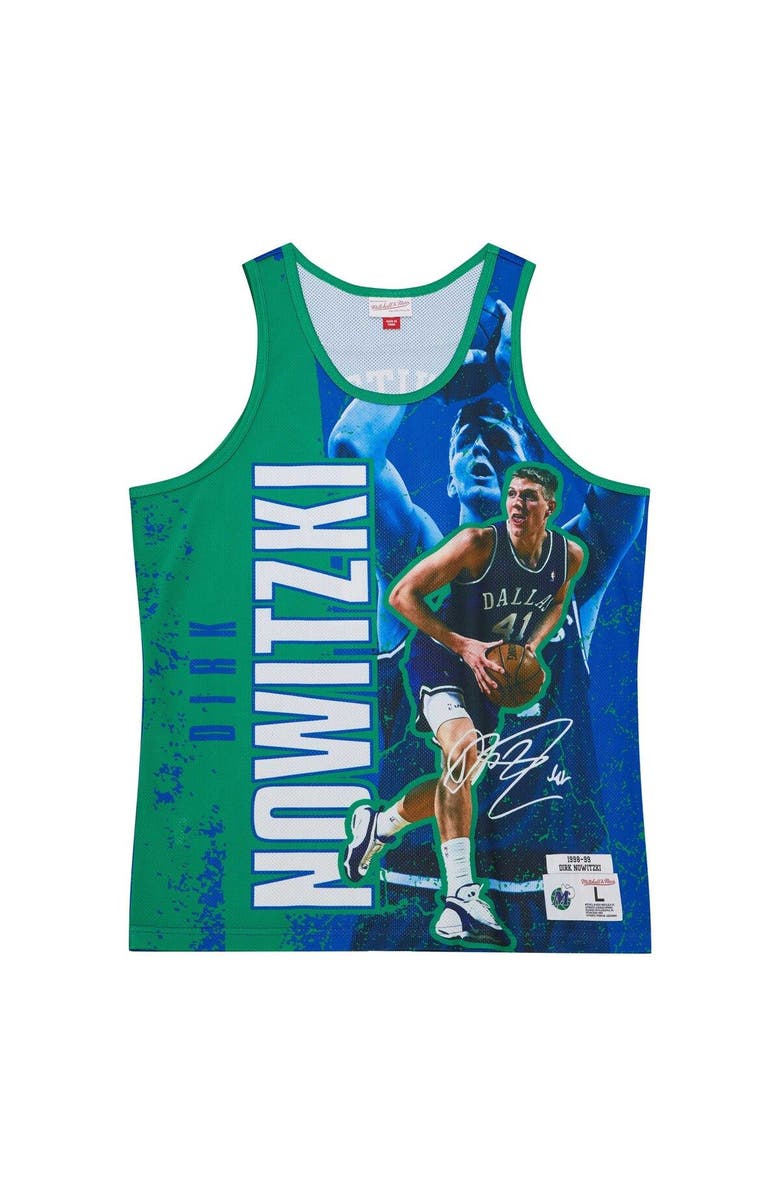 Mitchell & Ness Men's Mitchell & Ness Dirk Nowitzki Blue Dallas Mavericks Hardwood Classics Player Burst Tank Top, Alternate, color, Blue