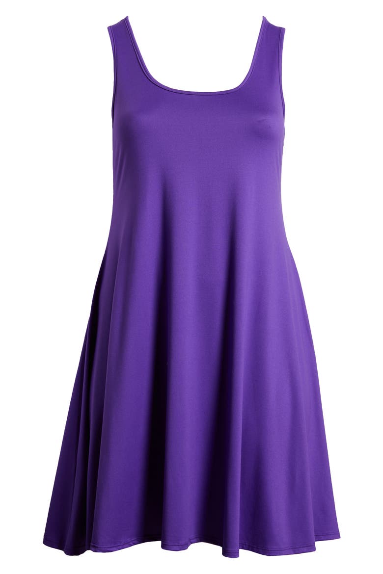 Stretch Fit & Flare Dress, Alternate, color, PURPLE