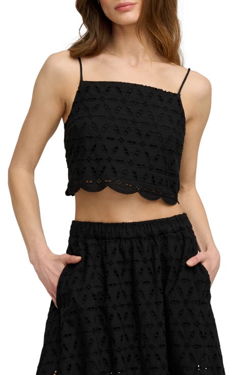 The Pretty Please Eyelet Embroidered Cotton Crop Camisole