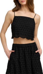 Favorite Daughter The Pretty Please Eyelet Embroidered Cotton Crop Camisole