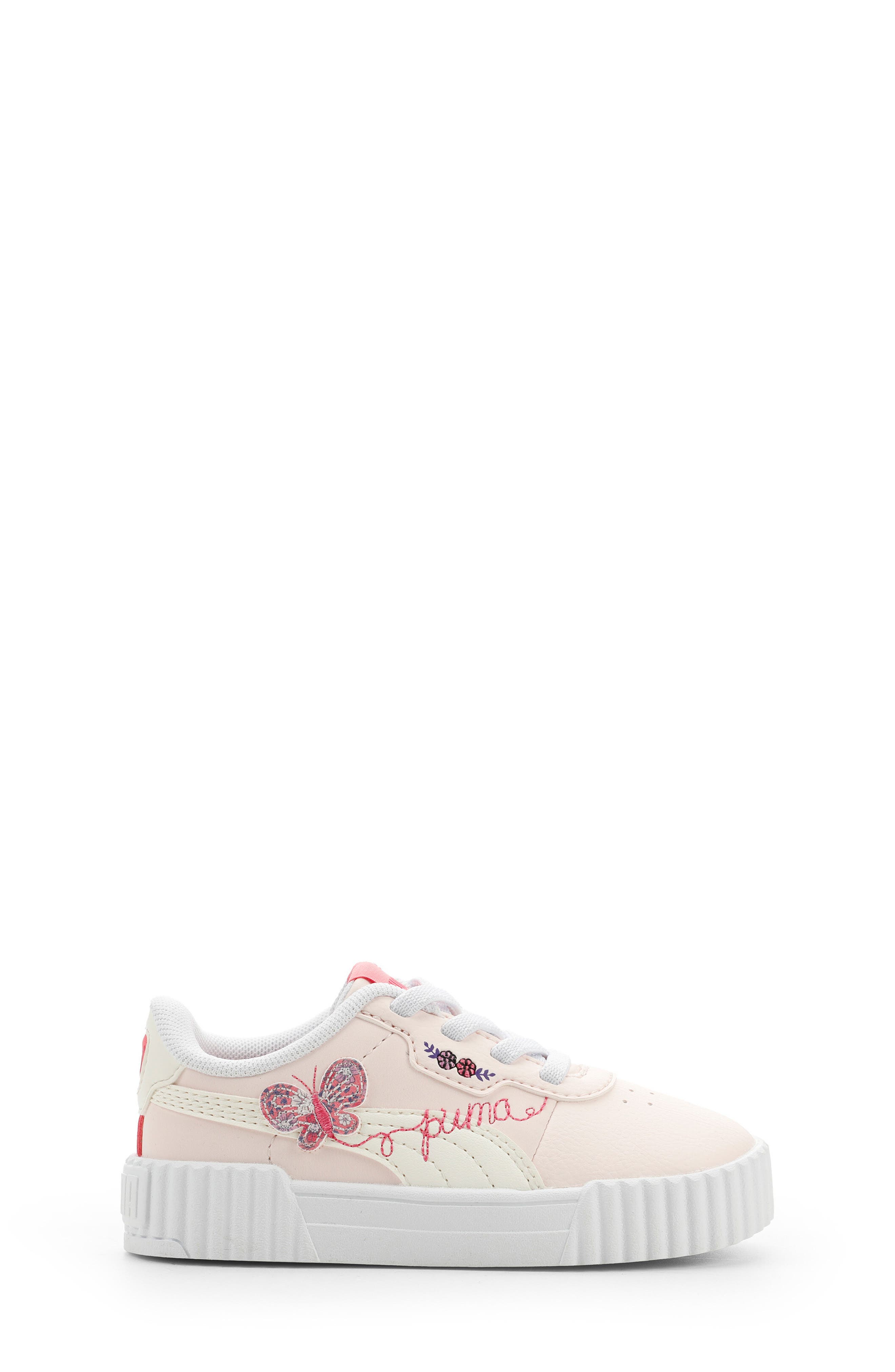 PUMA Kids' Carina 3.0 Crafty Butterfly Low Top Sneaker, Alternate, color, Jasmine Flower/ White/ Rose