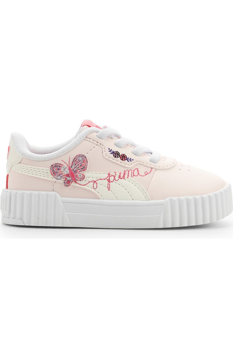 PUMA Kids' Carina 3.0 Crafty Butterfly Low Top Sneaker, Alternate, color, Jasmine Flower/ White/ Rose
