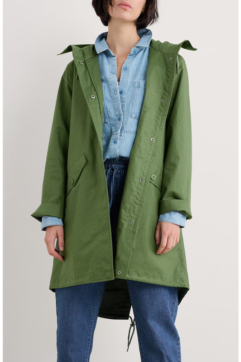 Seafaring Waterproof Linen & Cotton Hooded Coat, Main, color, HEATH