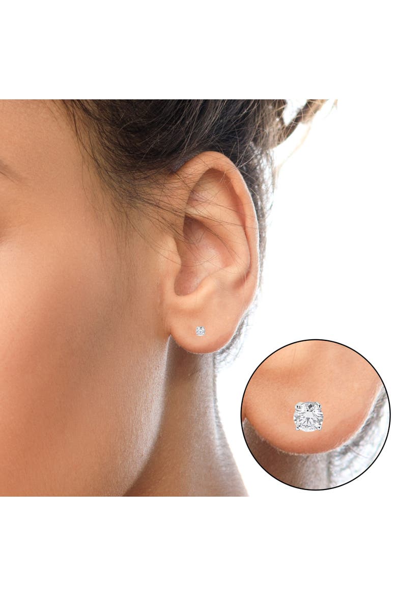 14K White Gold 1 3/4 Cttw Lab Grown Round Brilliant Diamond Solitaire Stud Earring, Alternate, color, White Gold
