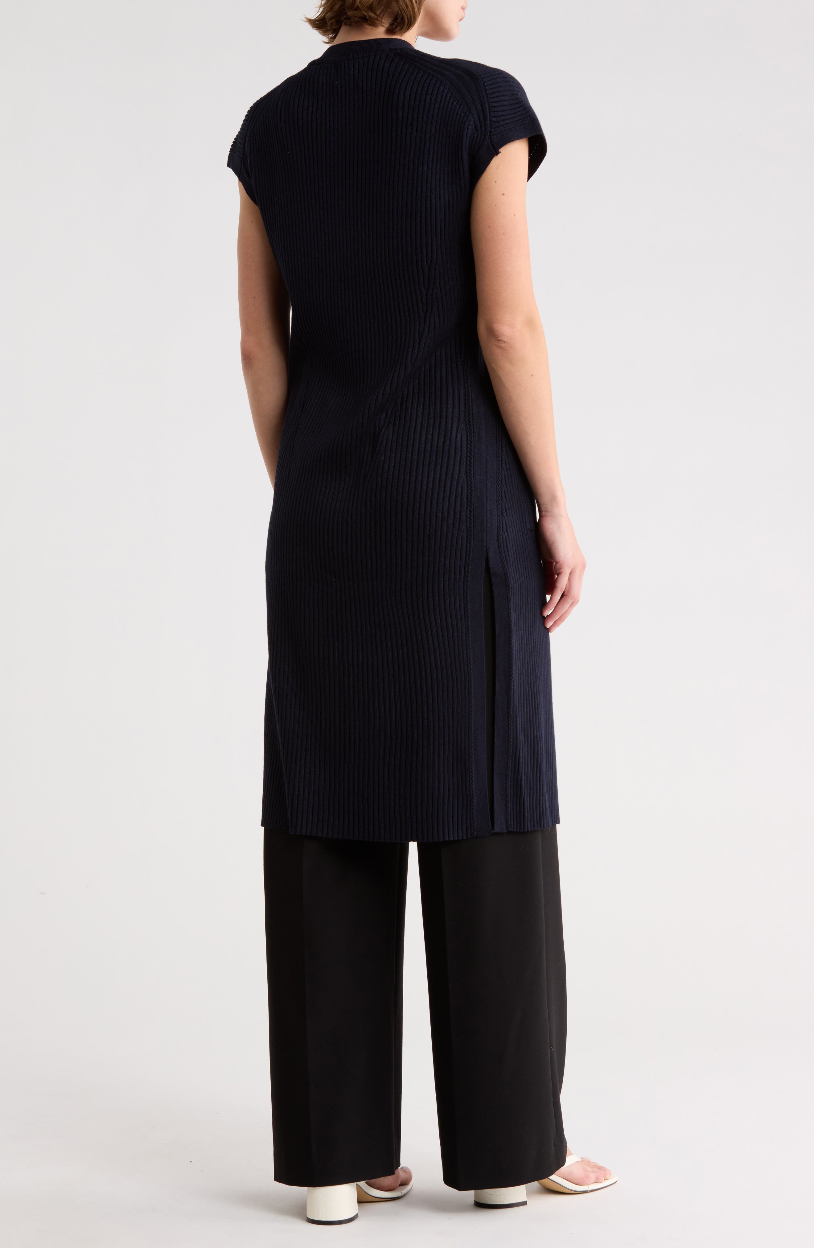 Cap Sleeve Ribbed Longline Cardigan - image 4