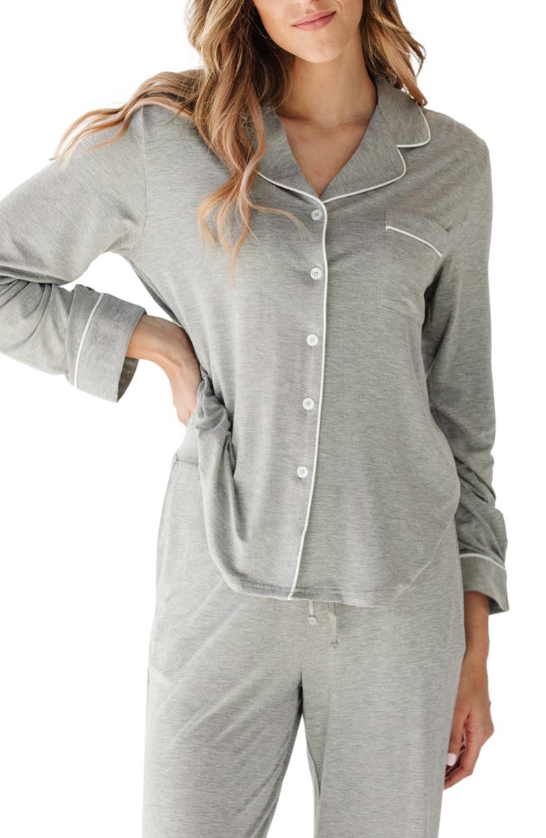 Cozy Earth Long Sleeve Knit Pajamas, Main, color, Grey