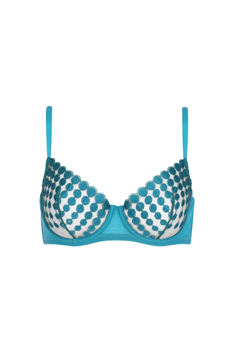 Deco dots Lace Underwire Bra, Main, color, Turquoise