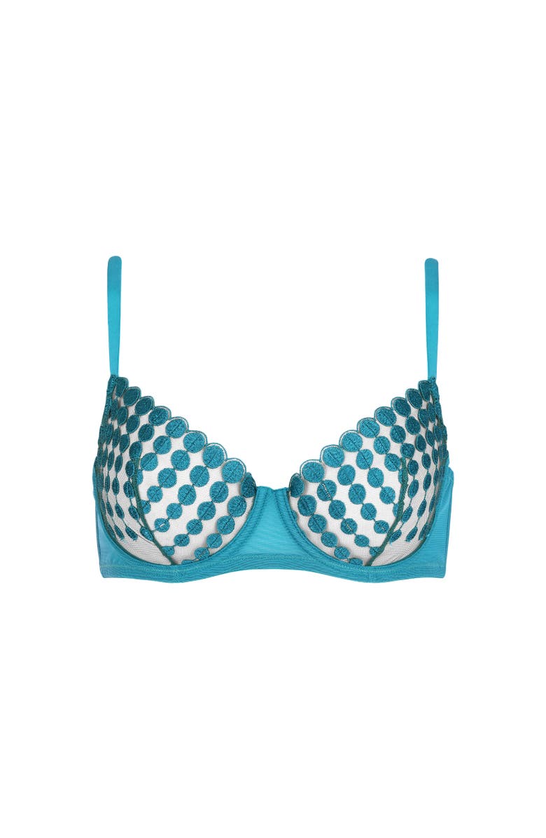 Huit Deco dots Lace Underwire Bra, Main, color, Turquoise