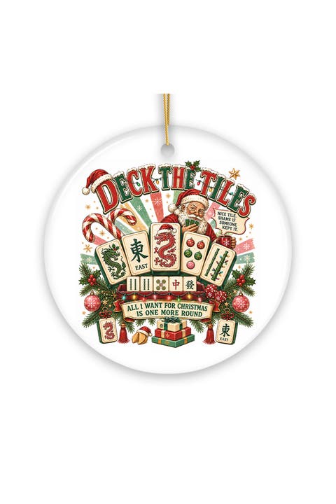 Deck The Tiles Retro Mahjong Santa Ornament