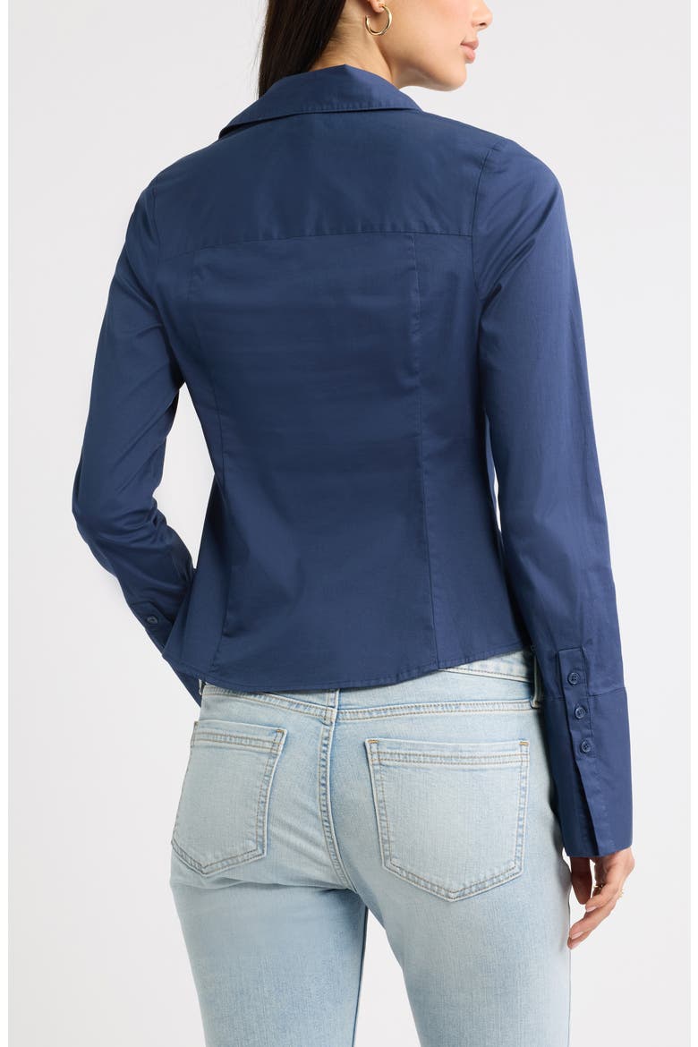 Slim Fit Stretch Cotton Button-Up Shirt, Alternate, color, NAVY INDIGO