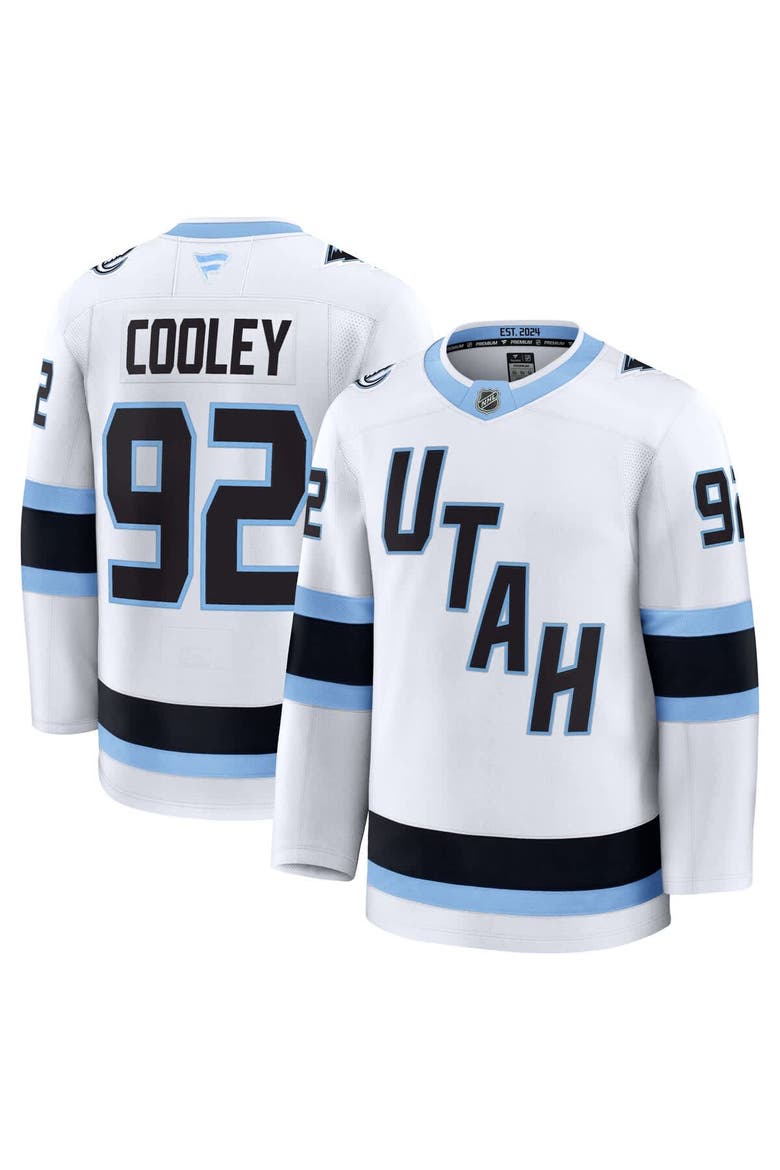 Men's Fanatics Logan Cooley White Utah Mammoth Away Premium Player Jersey, Main, color, White