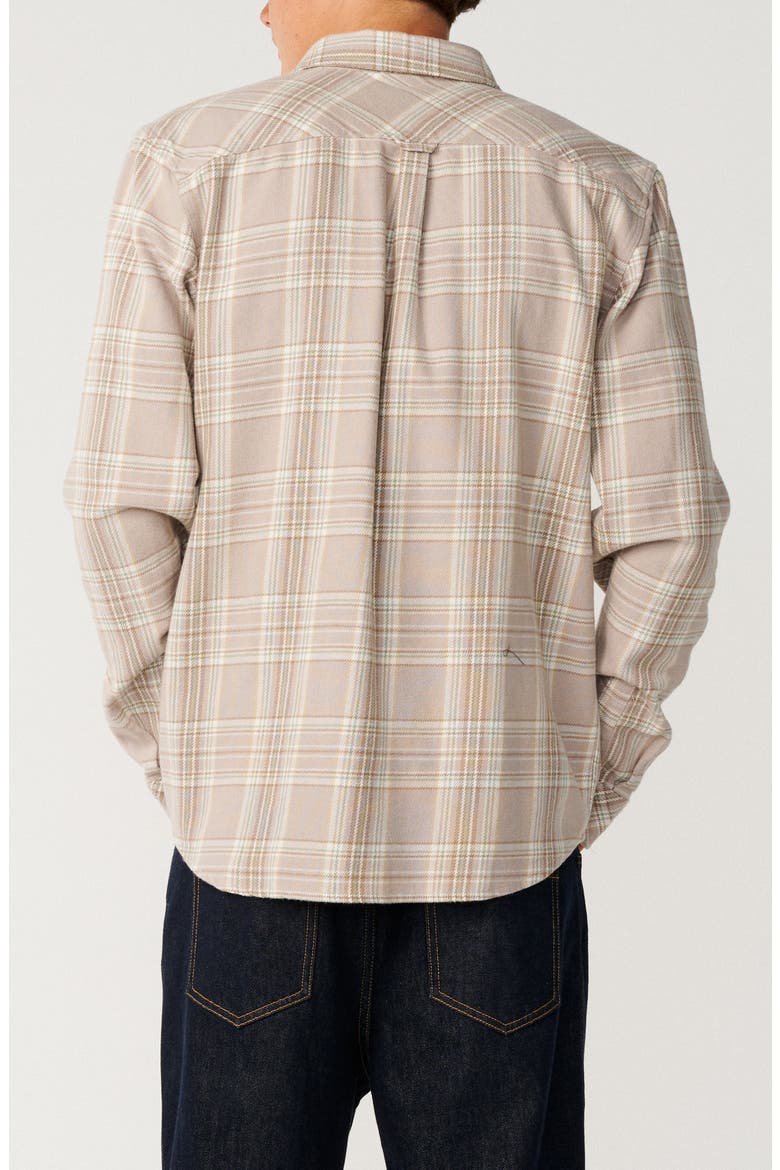 Griffin Plaid Cotton Flannel Button-Up Shirt, Alternate, color, STONE