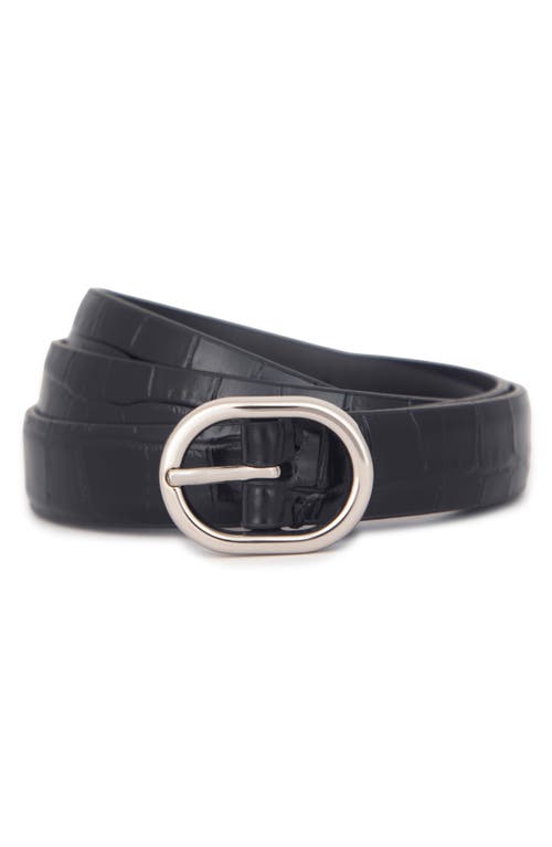 Vince Croc Embossed Leather Belt In Black