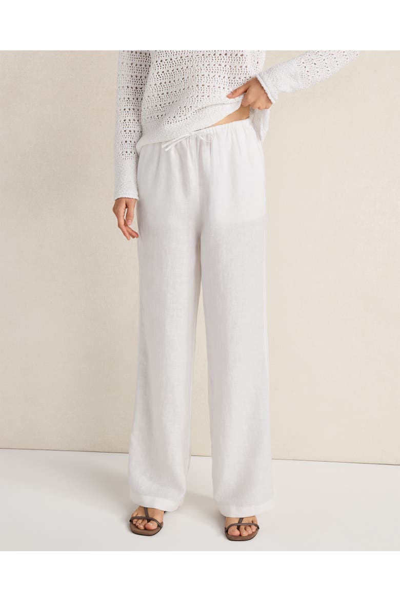 Linen Slim Pants, Main, color, White