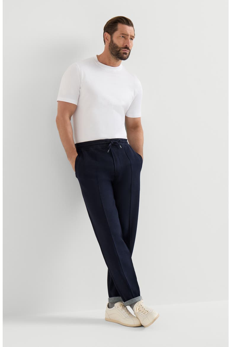 Cotton, cashmere and silk French terry double cloth trousers with Crête detail, Alternate, color, Cobalt