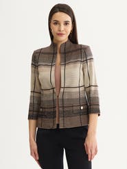 Misook Ombre Grid Flat Knit Jacket